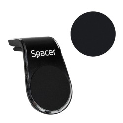SUPORT auto SPACER pt. SmartPhone, fixare in grilaj bord, prindere magnetica telefon 360 grade, black, "SPT-MGN"