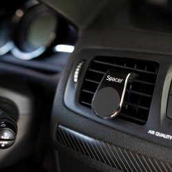 SUPORT auto SPACER pt. SmartPhone, fixare in grilaj bord, prindere magnetica telefon 360 grade, black, "SPT-MGN"