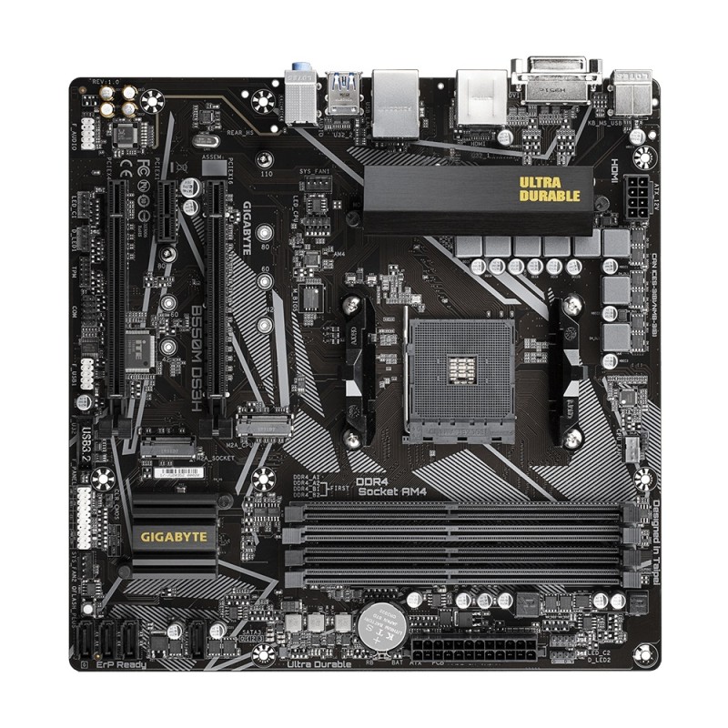 PLACA de BAZA Gigabyte "B550M DS3H", skt AM4, mATX, AMD B550, 4 x DDR4, max. 128 GB, 4 x SATA, 2 x M.2, 7.1, "B550M DS3H"