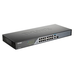 SWITCH PoE D-LINK Unmanaged 16 porturi 10/100Mbps (8 PoE) + 1 x Gigabit Uplink + 1 x SFP, carcasa metalica, "DSS-100E-18P" (timb