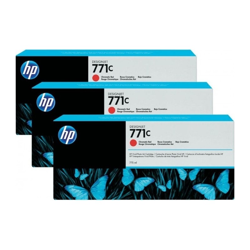 Tri-Pack Original HP Red Chromatic, nr.771C, pentru DesignJet Z6200, , (timbru verde 0.45 lei), "B6Y32A"