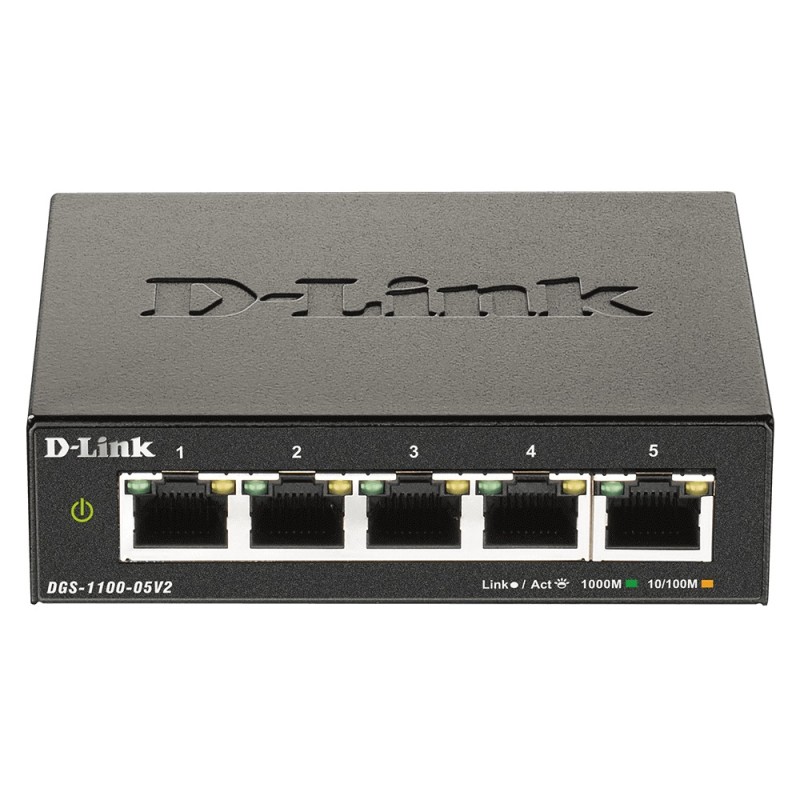 SWITCH D-LINK SMART  5 porturi Gigabit, carcasa metalica, "DGS-1100-05V2" (timbru verde 2 lei)