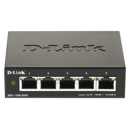 SWITCH D-LINK SMART  5 porturi Gigabit, carcasa metalica, "DGS-1100-05V2" (timbru verde 2 lei)