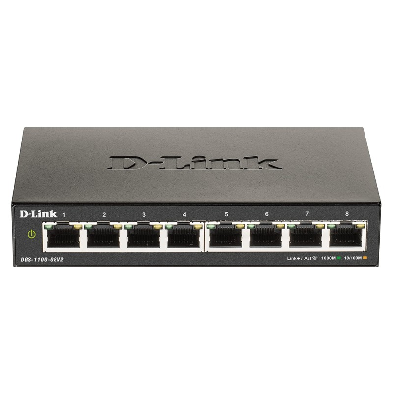 SWITCH D-LINK SMART  8 porturi Gigabit  carcasa metalica, "DGS-1100-08V2" (timbru verde 2 lei)