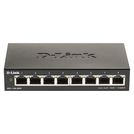 SWITCH D-LINK SMART  8 porturi Gigabit  carcasa metalica, "DGS-1100-08V2" (timbru verde 2 lei)