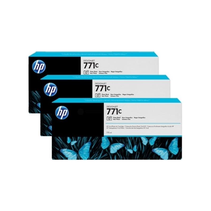 Tri-Pack Original HP Photo Black, nr.771C, pentru DesignJet Z6200, , (timbru verde 0.45 lei), "B6Y37A"