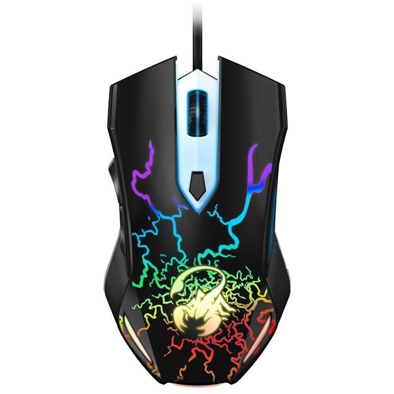 MOUSE Genius, "Scorpion Spear", gaming, cu fir, USB, optic, 1200 dpi, butoane/scroll 8/1, iluminare, butoane programabile, negru