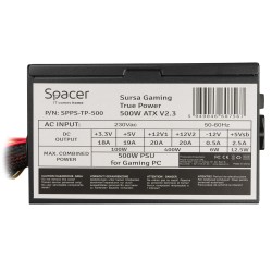 SURSA SPACER True Power TP500 (500W for 500W GAMING PC), PFC activ, fan 120mm, MB (20+4) x1, CPU (4+4) x1, PCI-E (6+2) x2, SATA 