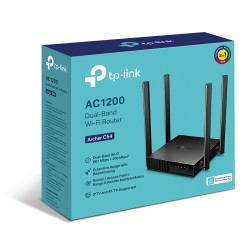 ROUTER TP-LINK wireless 1200Mbps, 4 porturi 10/100Mbps, 4 antene externe, Dual Band AC1200 "Archer C54"(timbru verde 0.8 lei)