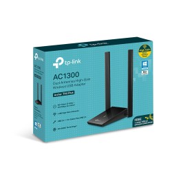 ADAPTOR RETEA TP-LINK AC1300, extern wireless 2.4 GHz | 5 GHz, USB 3.0, port, 867 Mbps, antena externa x 2, "Archer T4U Plus" (t