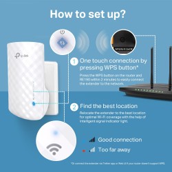 RANGE EXTENDER TP-LINK wireless 750Mbps,3 antene interne, dual band AC750, 2.4GHz &amp; 5GHz "RE190" (timbru verde 2 lei)