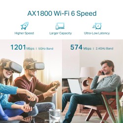 RANGE EXTENDER TP-LINK wireless  1800Mbps, 1 port Gigabit,  2 antene externe, 2.4 / 5Ghz dual band, Wi-Fi 6, "RE605X" (timbru ve