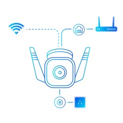 CAMERA IP Exterior TP-LINK , IP66, dist. IR 30 m, tip lentila fixa 4 mm, 3 Mpx, RJ-45 + wireless, microfon, carcasa plastic, slo