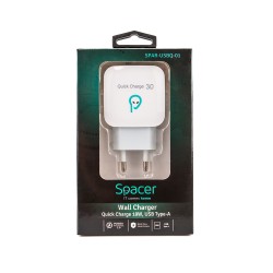 ALIMENTATOR retea SPACER Quick Charge 3.0 18W, 1 x USB "SPAR-USBQ-01" (timbru verde 0.18 lei)