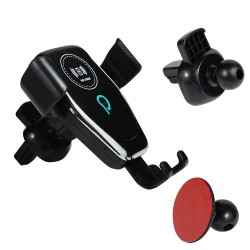 SUPORT auto si incarcator wireless SPACER pt. SmartPhone  2 in 1, fixare in grilaj, incarcare wireless Qi 10W "SPAA-AUTOCHG-01" 