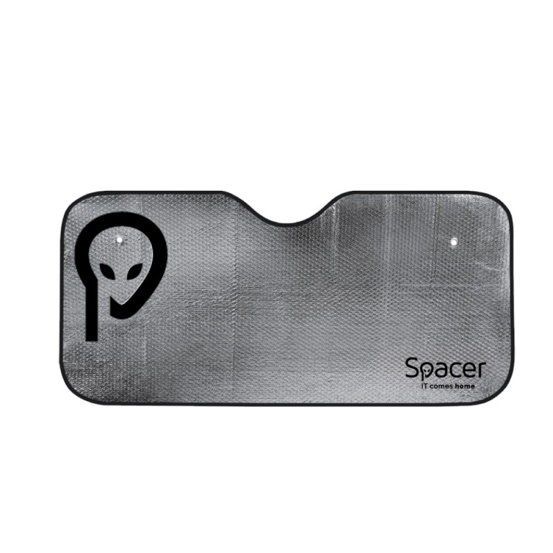 PARASOLAR auto SPACER pentru parbriz, fata dubla, folie din aluminiu, 2 x ventuze prindere, dimensiune 150 x 80 cm "SPAA-PARAS-1