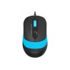 MOUSE A4tech, PC sau NB, cu fir, USB, optic, 1600 dpi, butoane/scroll 4/1, buton selectare viteza, negru / albastru, "FM10 Blue"
