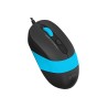 MOUSE A4tech, PC sau NB, cu fir, USB, optic, 1600 dpi, butoane/scroll 4/1, buton selectare viteza, negru / albastru, "FM10 Blue"