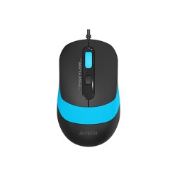 MOUSE A4tech, PC sau NB, cu fir, USB, optic, 1600 dpi, butoane/scroll 4/1, buton selectare viteza, negru / albastru, "FM10 Blue"