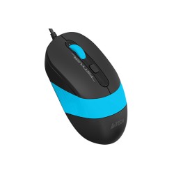 MOUSE A4tech, PC sau NB, cu fir, USB, optic, 1600 dpi, butoane/scroll 4/1, buton selectare viteza, negru / albastru, "FM10 Blue"