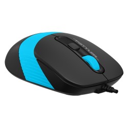 MOUSE A4tech, PC sau NB, cu fir, USB, optic, 1600 dpi, butoane/scroll 4/1, buton selectare viteza, negru / albastru, "FM10 Blue"