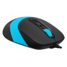 MOUSE A4tech, PC sau NB, cu fir, USB, optic, 1600 dpi, butoane/scroll 4/1, buton selectare viteza, negru / albastru, "FM10 Blue"