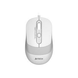 MOUSE A4tech, PC sau NB, cu fir, USB, optic, 1200 dpi, butoane/scroll 4/1, buton selectare viteza, alb / gri, "FM10 White" (timb
