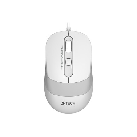 MOUSE A4tech, PC sau NB, cu fir, USB, optic, 1200 dpi, butoane/scroll 4/1, buton selectare viteza, alb / gri, "FM10 White" (timb