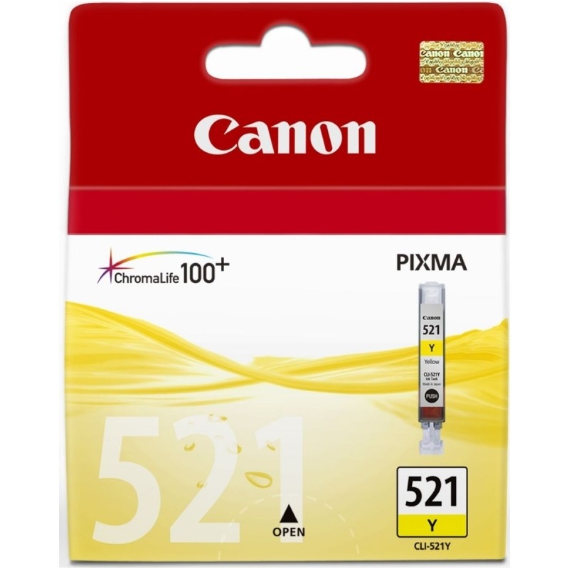 Cartus Cerneala Original Canon Yellow, CLI-521Y, pentru iP3600|iP4600|MP540|MP620, , (timbru verde 0.15 lei), "BS2936B001AA"