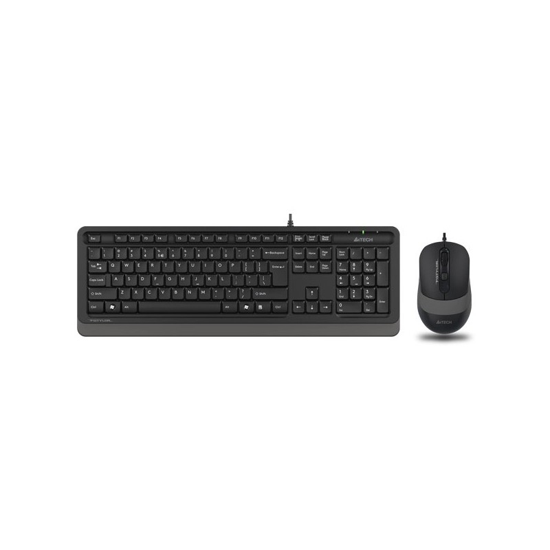 Kit TASTATURA si Mouse A4TECH, "Fstyler FM10+FK10", wired, 104 taste format standard, mouse 1600dpi, 4/1 butoane, negru &amp; gr