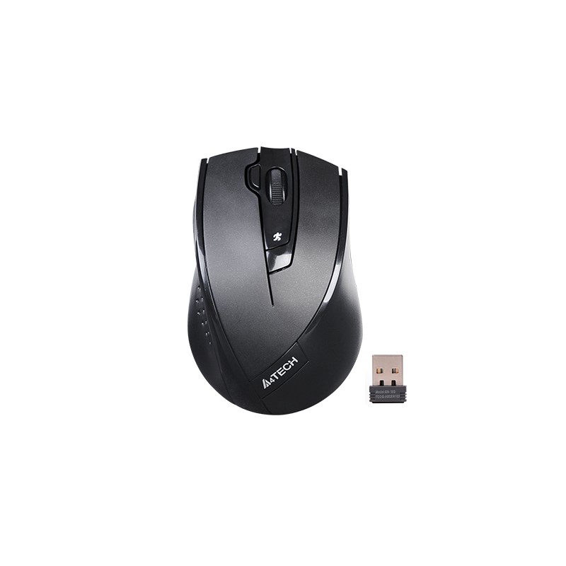 MOUSE A4tech, PC sau NB, wireless, 2.4GHz, optic, 2000 dpi, butoane/scroll 5/1, buton selectare viteza, negru, "G9-730FX-BK" (ti