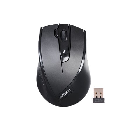 MOUSE A4tech, PC sau NB, wireless, 2.4GHz, optic, 2000 dpi, butoane/scroll 5/1, buton selectare viteza, negru, "G9-730FX-BK" (ti