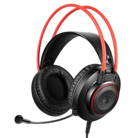 CASTI A4TECH Bloody gaming, cu fir, tip standard, utilizare multimedia (PC and more), microfon pe casca, iluminare, negru / rosu