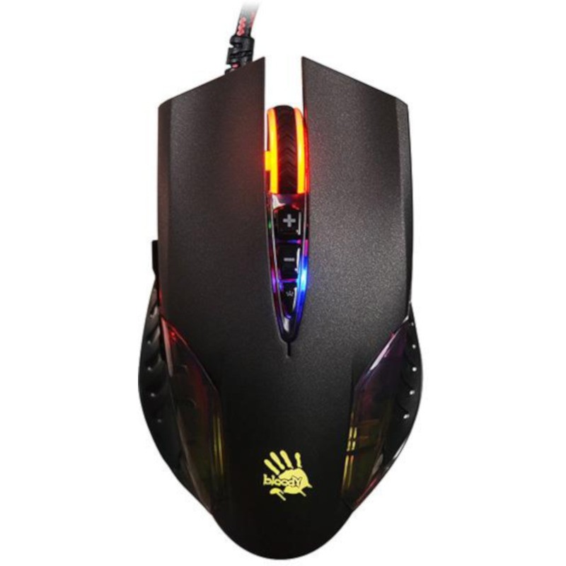 MOUSE A4tech, gaming, cu fir, USB, optic, 3200 dpi, butoane/scroll 8/1, iluminare, butoane programabile, negru, "Q50" (timbru ve