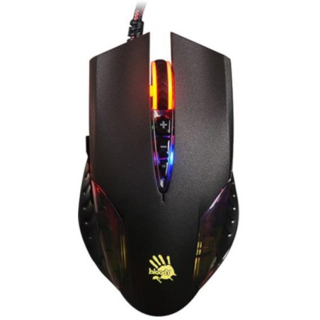 MOUSE A4tech, gaming, cu fir, USB, optic, 3200 dpi, butoane/scroll 8/1, iluminare, butoane programabile, negru, "Q50" (timbru ve