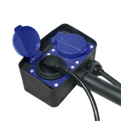 PRELUNGITOR LOGILINK, Schuko x 2, conectare prin Schuko (T), cablu 2 m, 16 A, fara protectie, exterior, negru, "LPS214" (timbru 