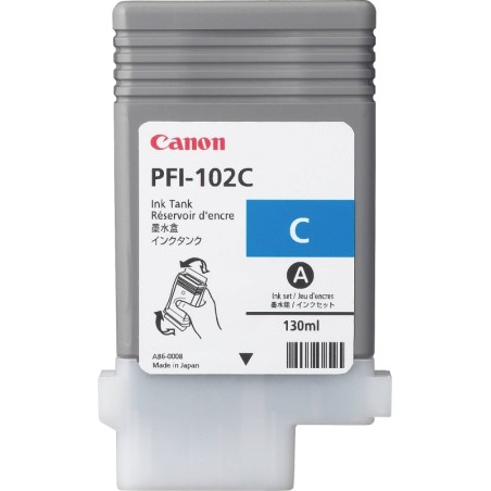 Cartus Cerneala Original Canon Cyan, PFI-102C, pentru LP17|LP24|iPF500|iPF6X0|iPF7X0, , (timbru verde 0.15 lei),NOPP, "CF0896B00