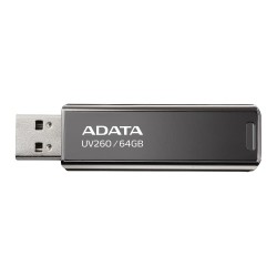 MEMORIE USB 2.0 ADATA 64 GB, retractabila, carcasa metalica, negru, "AUV260-64G-RBK" (timbru verde 0.03 lei)
