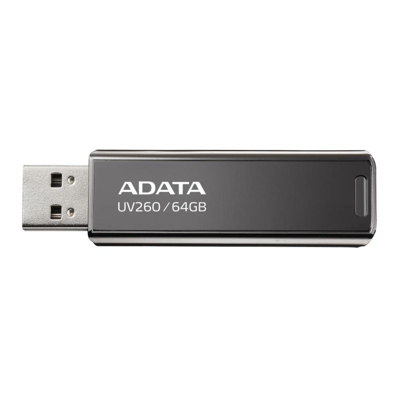 MEMORIE USB 2.0 ADATA 64 GB, retractabila, carcasa metalica, negru, "AUV260-64G-RBK" (timbru verde 0.03 lei)