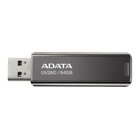 MEMORIE USB 2.0 ADATA 64 GB, retractabila, carcasa metalica, negru, "AUV260-64G-RBK" (timbru verde 0.03 lei)