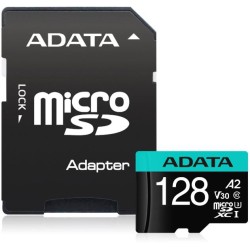 CARD MicroSD ADATA, 128 GB, microSDHC, clasa 10, standard UHS-I U3, "AUSDX128GUI3V30SA2" (timbru verde 0.03 lei)