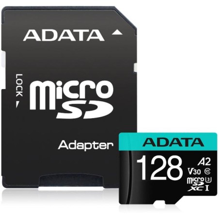 CARD MicroSD ADATA, 128 GB, microSDHC, clasa 10, standard UHS-I U3, "AUSDX128GUI3V30SA2" (timbru verde 0.03 lei)