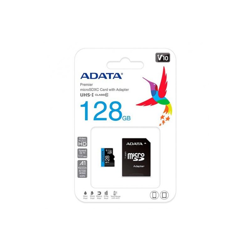 CARD MicroSD ADATA, 256 GB, microSDHC, clasa 10, standard UHS-I U1, "AUSDX256GUICL10-RA" (timbru verde 0.03 lei)