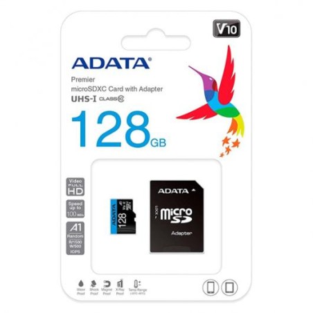 CARD MicroSD ADATA, 256 GB, microSDHC, clasa 10, standard UHS-I U1, "AUSDX256GUICL10-RA" (timbru verde 0.03 lei)