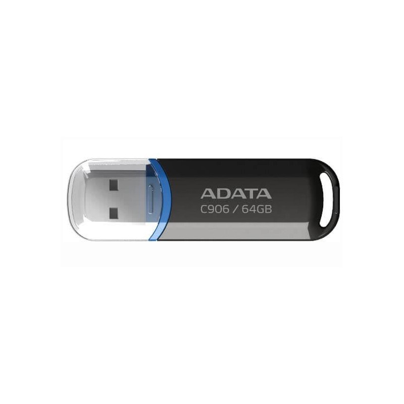 MEMORIE USB 2.0 ADATA 64 GB, cu capac, carcasa plastic, negru, "AC906-64G-RBK" (timbru verde 0.03 lei)
