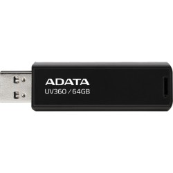 MEMORIE USB 3.2 ADATA 64 GB, retractabila, carcasa metalica, negru, "AUV360-64G-RBK" (timbru verde 0.03 lei)
