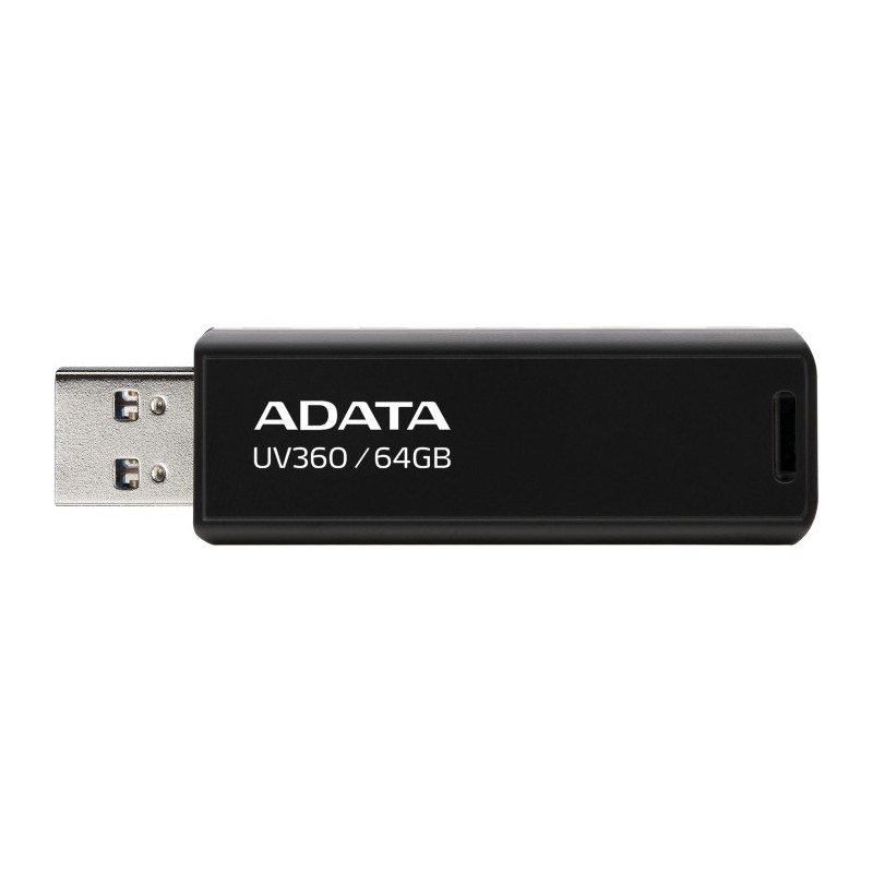 MEMORIE USB 3.2 ADATA 64 GB, retractabila, carcasa metalica, negru, "AUV360-64G-RBK" (timbru verde 0.03 lei)