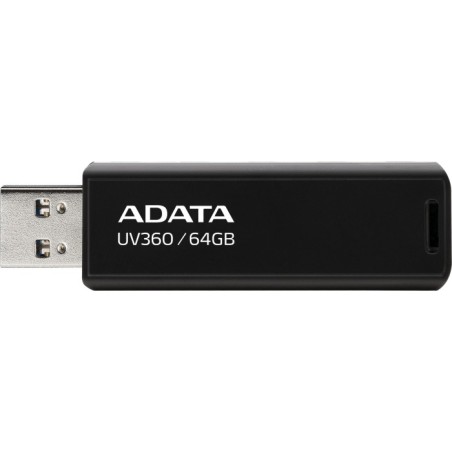 MEMORIE USB 3.2 ADATA 64 GB, retractabila, carcasa metalica, negru, "AUV360-64G-RBK" (timbru verde 0.03 lei)