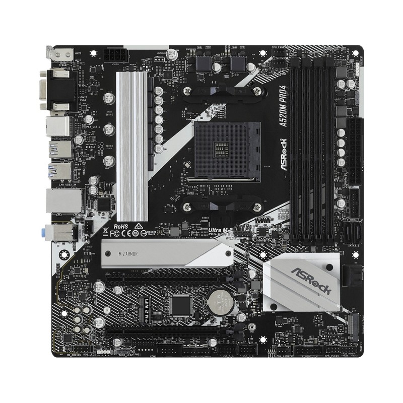 PLACA de BAZA Asrock "A520M PRO4", skt AM4, mATX, AMD A520, 4 x DDR4, max. 128 GB, 4 x SATA, 2 x M.2, 7.1, "A520M PRO4"