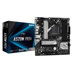 PLACA de BAZA Asrock "A520M PRO4", skt AM4, mATX, AMD A520, 4 x DDR4, max. 128 GB, 4 x SATA, 2 x M.2, 7.1, "A520M PRO4"